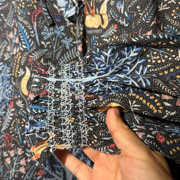 Stellah Fox Floral Peasant Tie-Neck Long Sleeve Blouse size Small Anthropologie - Picture 6 of 11